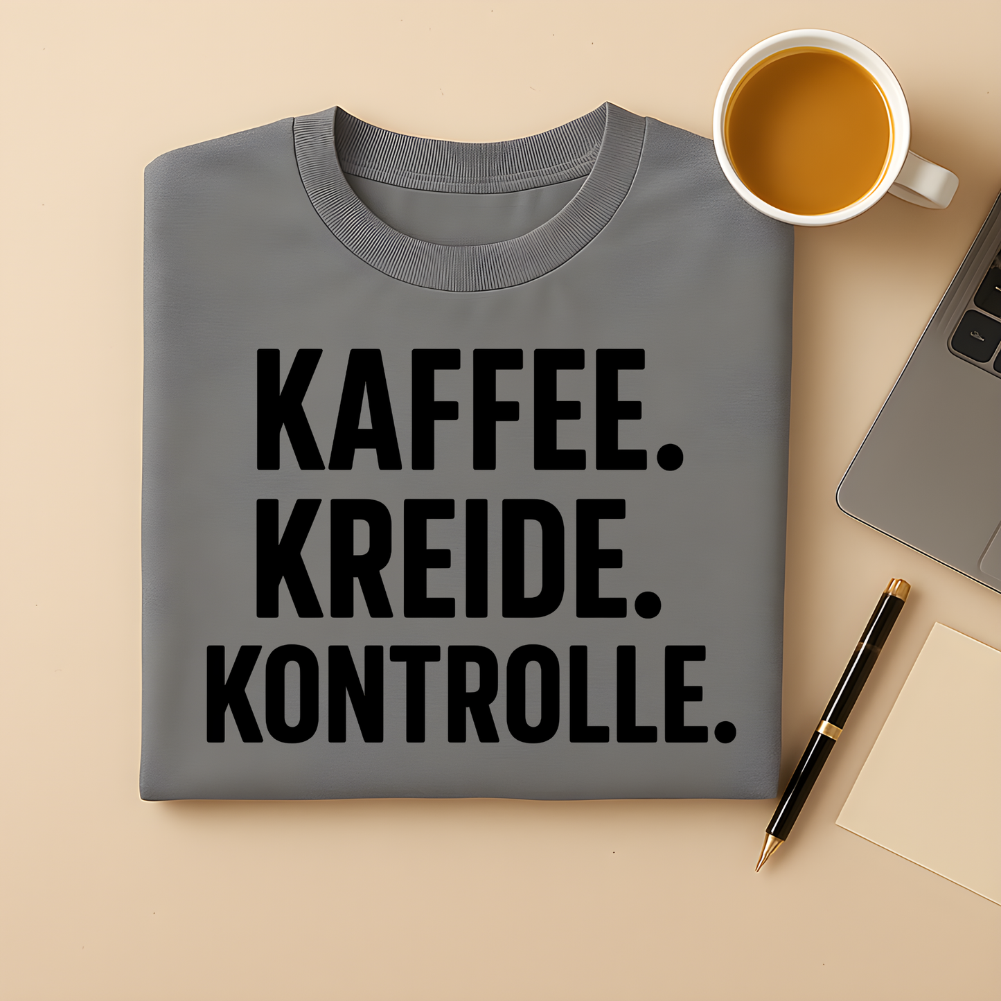 Kaffee. Kreide. Kontrolle. T-Shirt