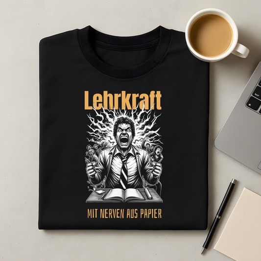 Lehrkraft mit Nerven aus Papier T-Shirt