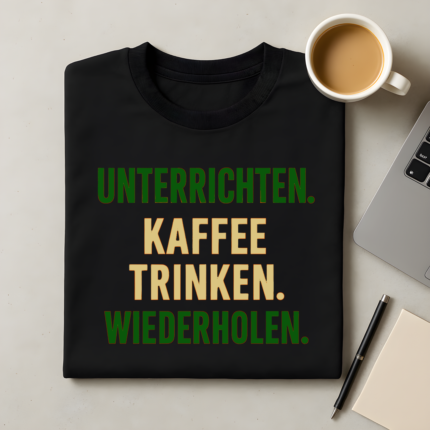 Unterrichten. Kaffee trinken. Wiederholen. T-Shirt