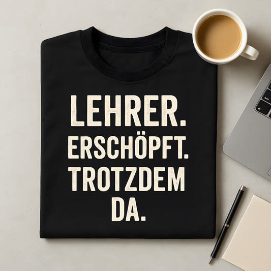 Erschöpft. Trotzdem da T-Shirt
