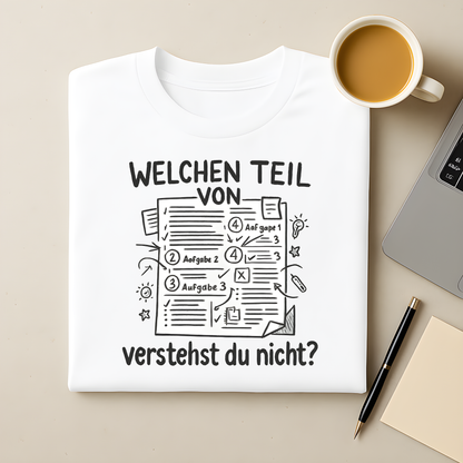 Welchen Teil von steht alles auf dem Arbeitsblatt T-Shirt