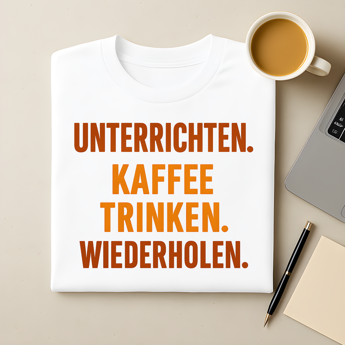 Unterrichten. Kaffee trinken. Wiederholen. T-Shirt